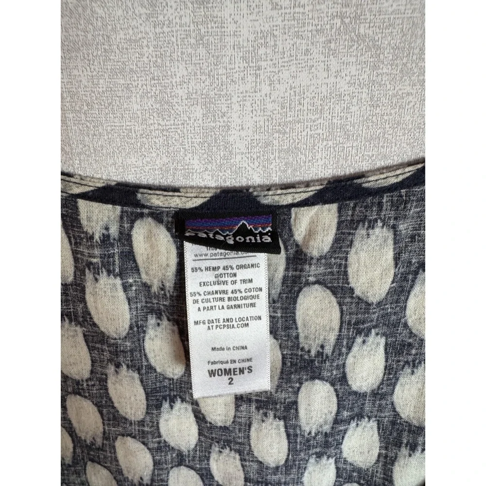 Patagonia Dress Womens‎ 2 Black White Sleeveless Ruffle Organic Cotton Hemp Tie